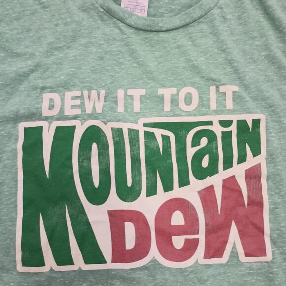 Vintage Mountain Dew Logo Tee - Mens Green 90s XL T-Shirt - Picture 2 of 3